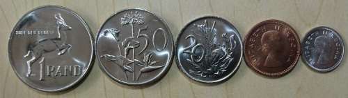 UNC South Africa Coins R1 50c 20c 3D 1/4D (extremely good condition)
