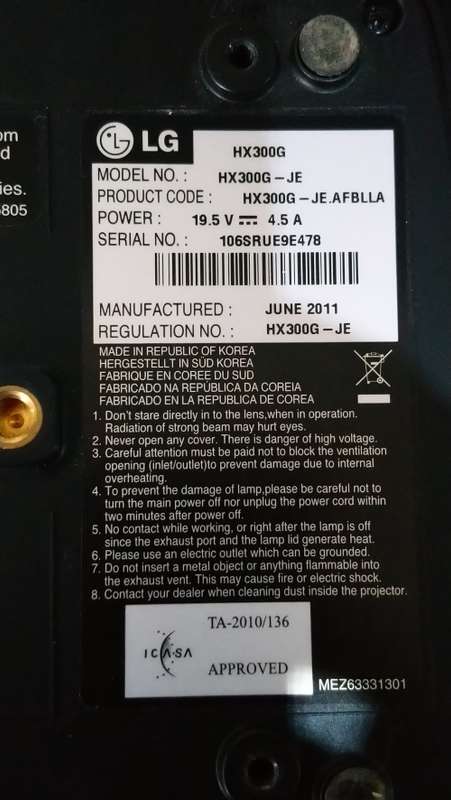 LG HX300G Projector in Excellent Condition