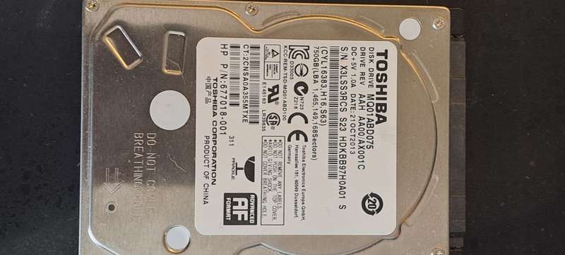 Toshiba 750GB 2.5" Hard drive