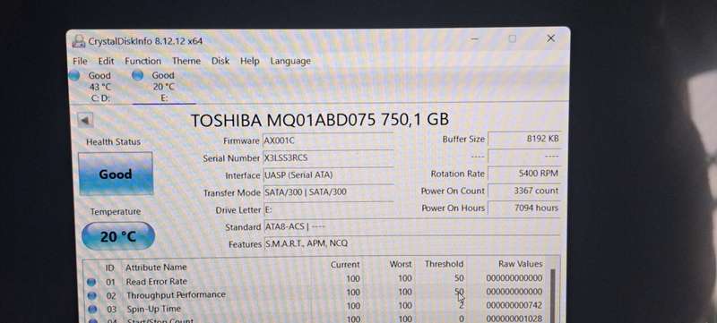 Toshiba 750GB 2.5" Hard drive