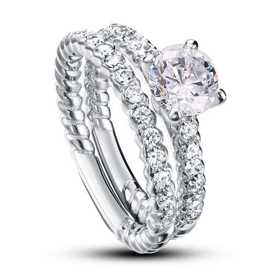 1 Carat Round Cut Created Diamond Solid 925 Sterling Silver 2-Pc Wedding Ring Set Size 8