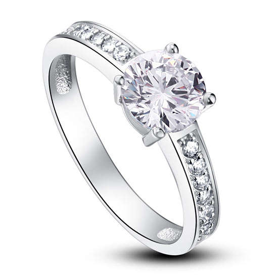 1 Carat Round Cut Created Diamond Solid 925 Sterling Silver Wedding Engagement Ring Size 7