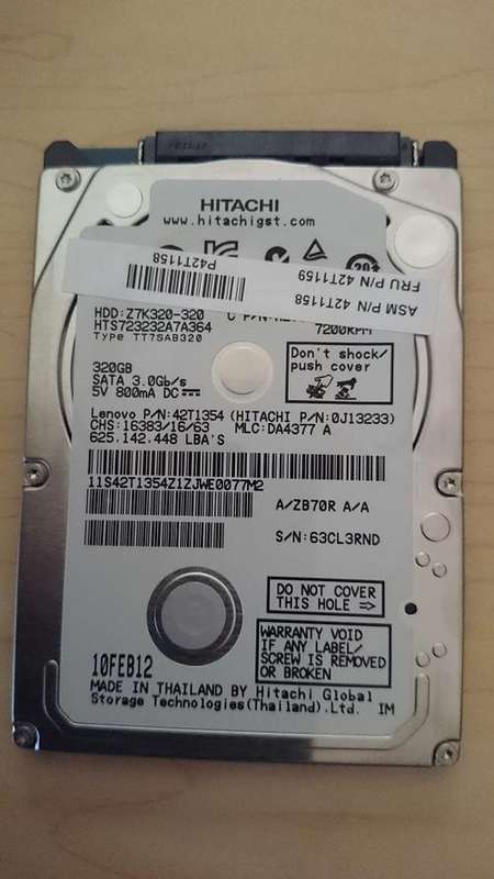 320GB Hitachi SATA Laptop Hard Drive