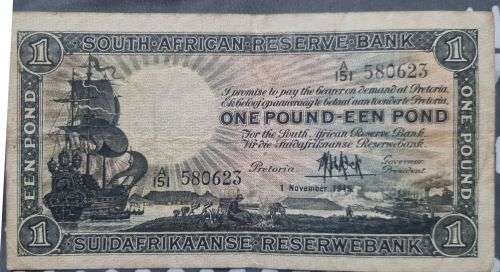 THREE SOUTH AFRICAN ONE POUND NOTES MH DE KOCK AND J POSTMUS