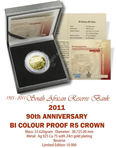 2011 SILVER PROOF R5 CROWN - SARB 90th ANNIVERSARY