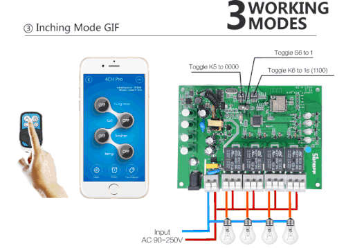 Sonoff 4 Channel PROR2 RF433\WIFI Smart Controller