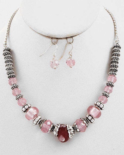 ICE PINK SWAROVSKI NECKLACE SET