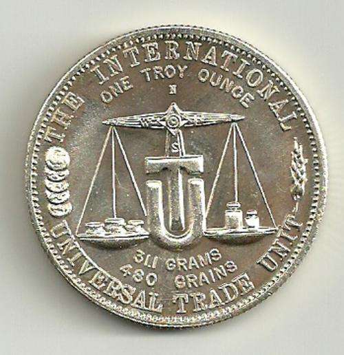 1974 1oz The International Universal Trade Unit .999 pure silver