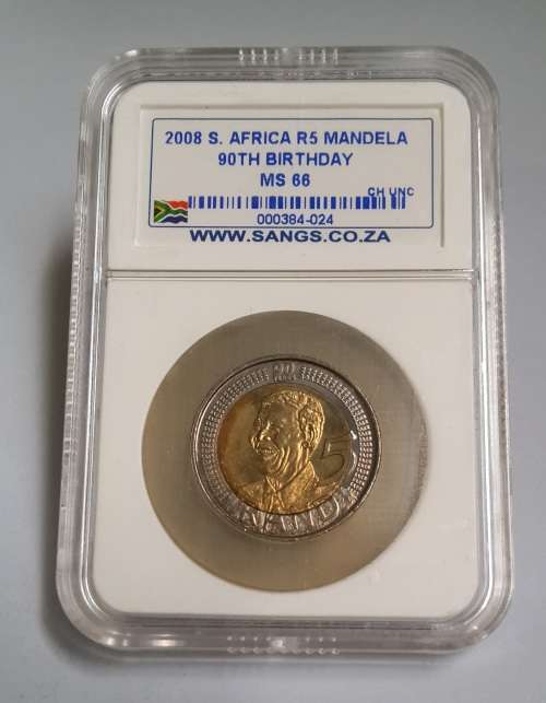 2008 S.Africa R5 Mandela 90th Birthday  MS66   "WoW Starting @ R1"