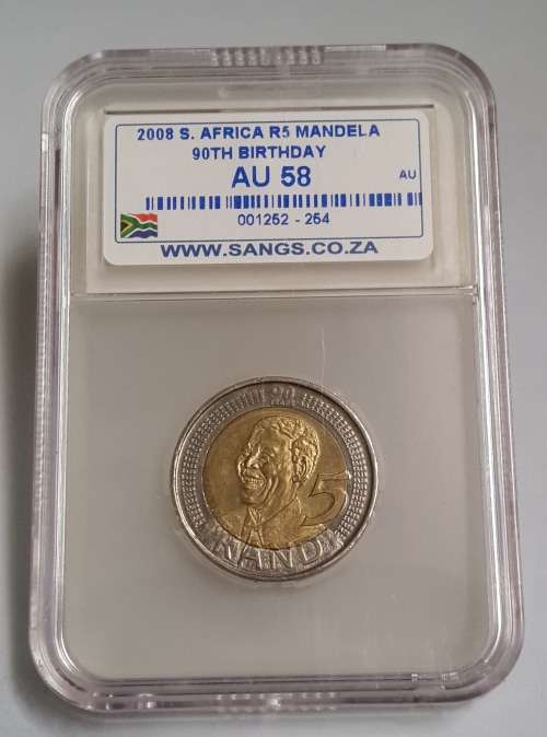 2008 S.Africa R5 Mandela 90th Birthday  AU58   "WoW Starting @ R1"