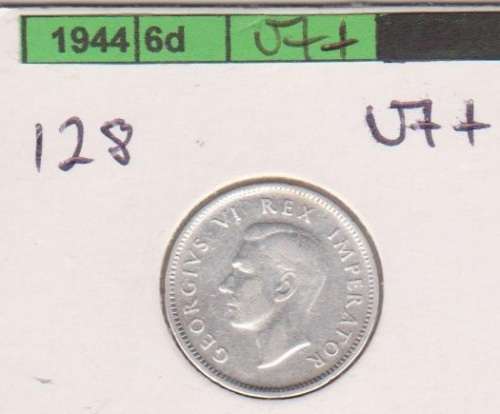 1944 Union Sixpence  VF+  Starting @ R1