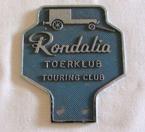 Rondalia toerklub badge ( Touring Club badge  - size 8.6cm x 10cm)