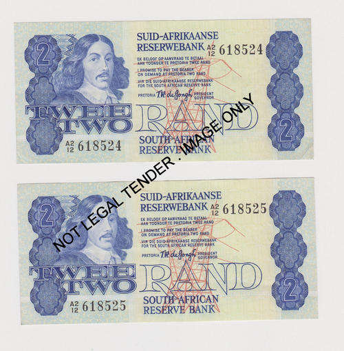 2 x  R2 Notes TW de Jongh A2 12  618525  / A2 12  618524 - UNC