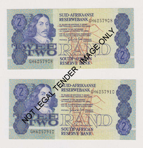 2 x R2 Notes Gerhard de Kock GH 6257908 and GH 6257910 - UNC