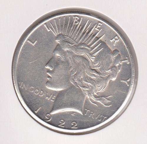 1922 S Peace One Dollar EF/AU See Scan at Resolution 600 (DPI)