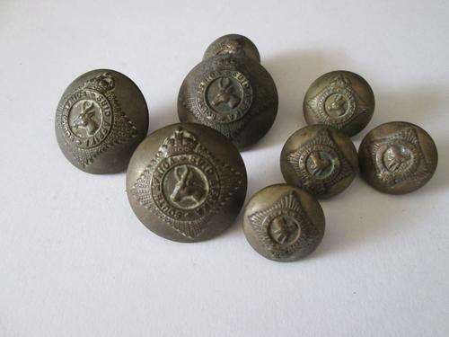 1923 SA. INFANTRY CORPS PERMANENT FORCE BUTTONS X 8 VARIOUS SIZES