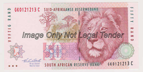 Vyftig/Fifty Rand CL Stals  GK 0121213 C  UNC  Brown Water  ---Very Scarce Note----