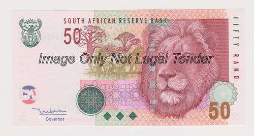 Fifty Rand TT Mboweni  AA 5549240 C   UNC Note Crisp with Light Counting Fold See Photo