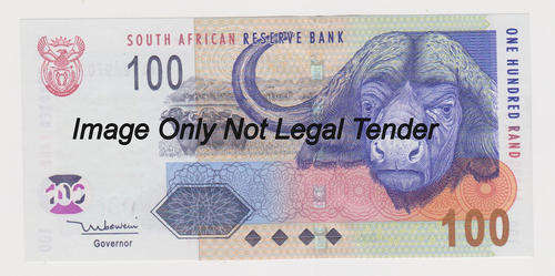 One Hundred Rand TT Mboweni  AA 3889702 D  UNC Note Crisp with Counting Fold See Photo