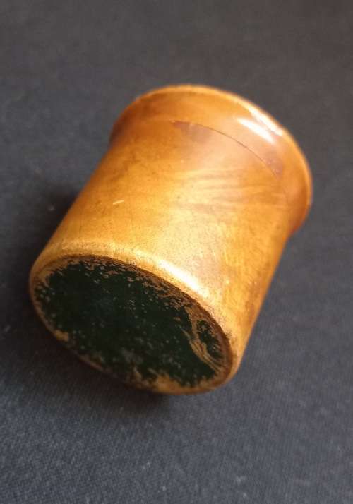 Antique thread bobbin box, circular wooden bobbin box, antique Victorian sewing box