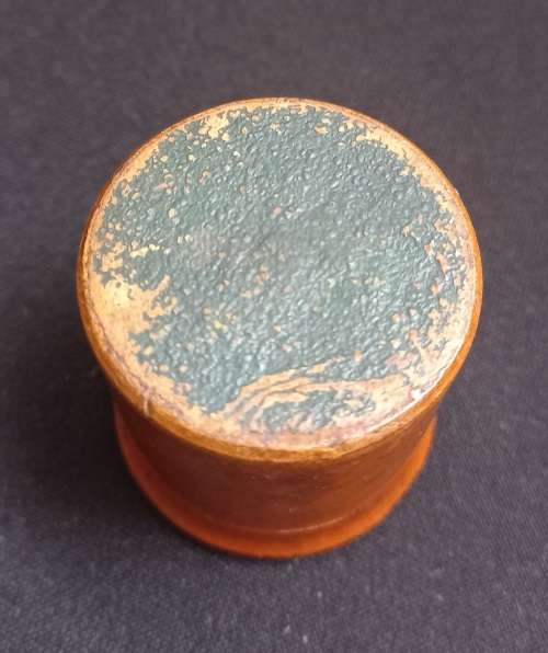 Antique thread bobbin box, circular wooden bobbin box, antique Victorian sewing box