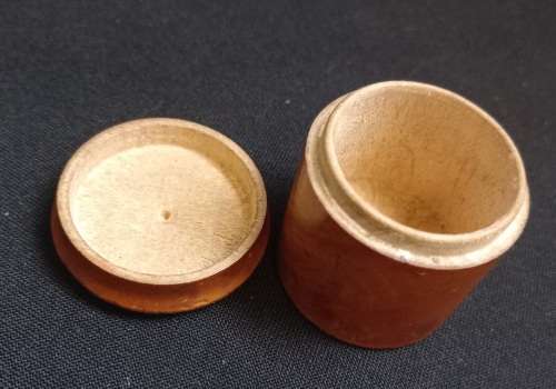 Antique thread bobbin box, circular wooden bobbin box, antique Victorian sewing box