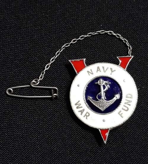 Navy War Fund ( Silver and Enameled  )Victory Fundraising Badge            A82