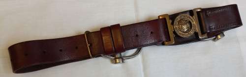 Old Souht African Police Leather Belt With Brass Bucklle and Cuffs  (No KEY)