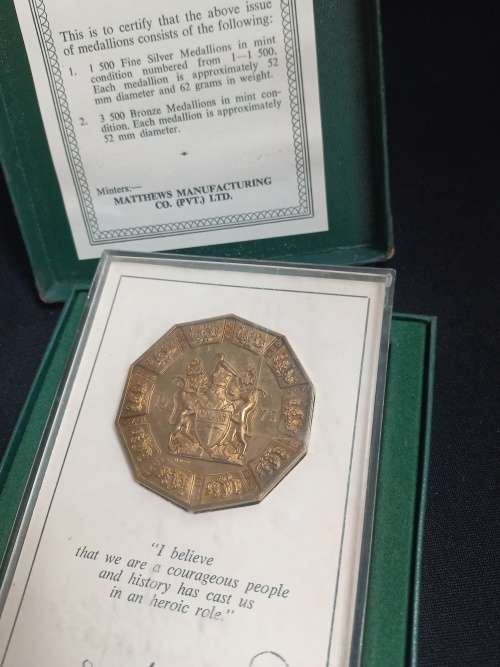 Rhodesia Independence 10TH Anniversary Medallion No.2579  Solid Bronze      T7