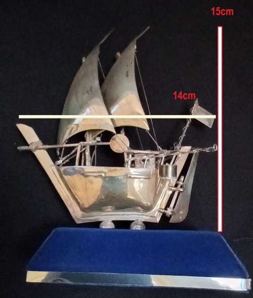 Vintage Middle Eastern Dhow Sailing Ship Sterling Silver Marked 925 Silver in Case