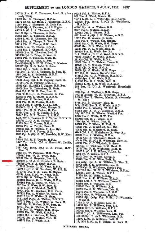 WW1 Military Medal Group  (M.M.) for Bravery in the Field  issued to L.CPL J.G. URQUHART R. Scots.