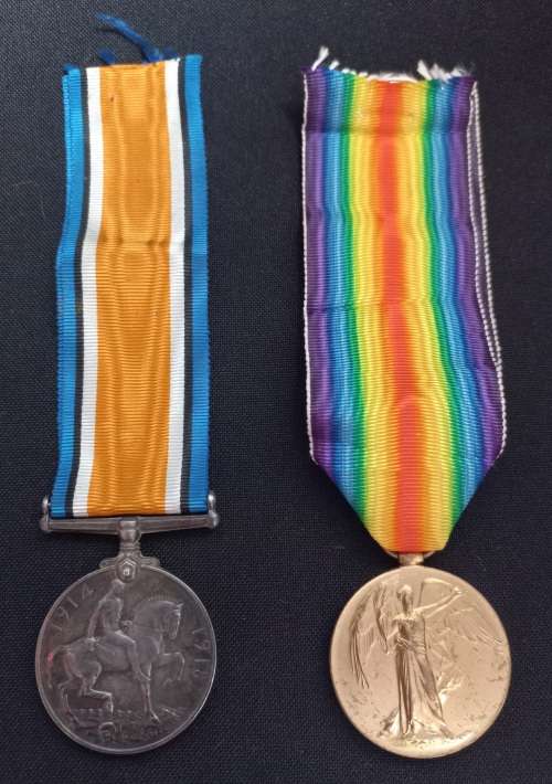 WW1 British War and Victory Medal ( KILLED IN ACTION ) S-29378 A-SJT. J. MACINNES A.S.C.