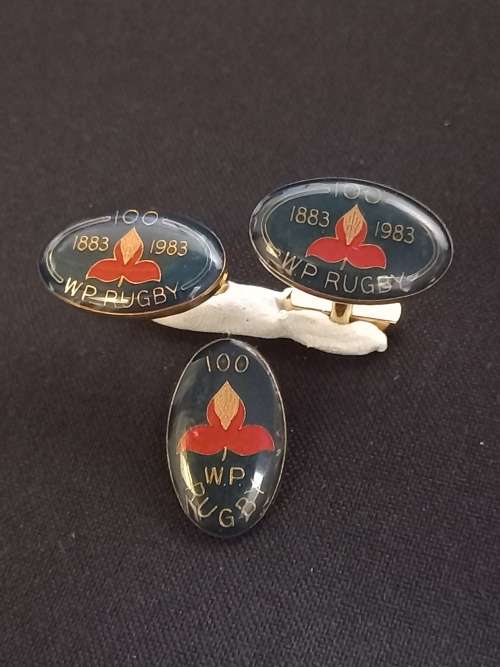 Vintage WP. Rugby Cufflinks 1883 - 1983 And Lapel Badge         G5