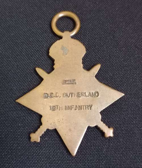 WW1  1914-1915  STAR   PTE. G.C.D. SUTHERLAND 12 INFANTRY         XX7