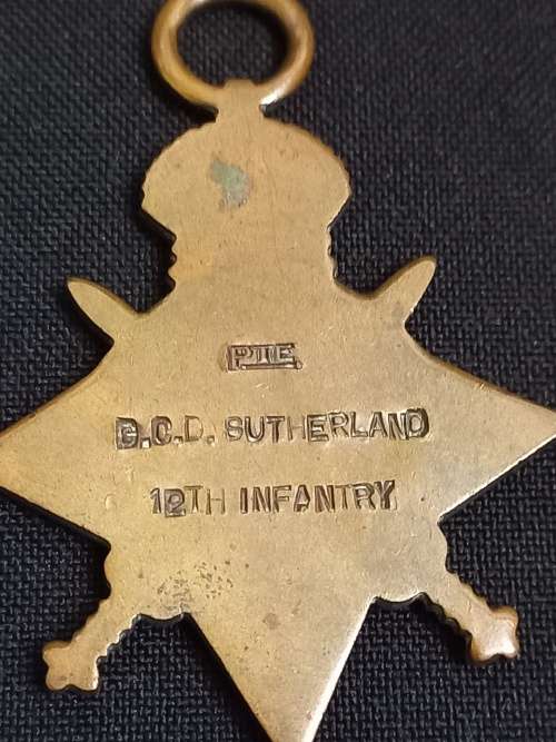 WW1  1914-1915  STAR   PTE. G.C.D. SUTHERLAND 12 INFANTRY         XX7