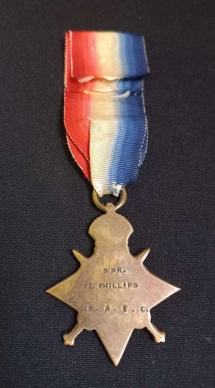 WW1   1914-1915  STAR  SPR. E. PHILLIPS    S.A.E.C.                    XX15