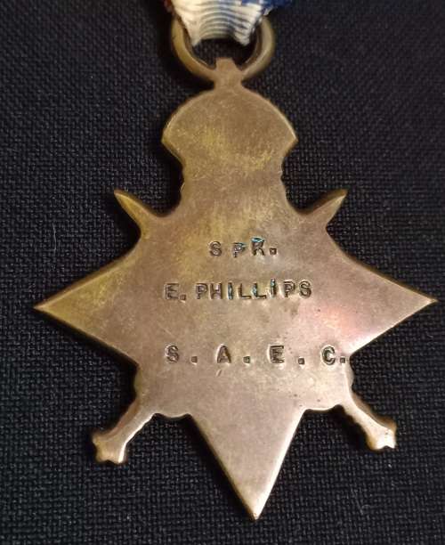 WW1   1914-1915  STAR  SPR. E. PHILLIPS    S.A.E.C.                    XX15