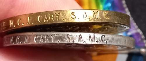 WW1 - WAR MEDAL and VICTORY MEDAL SJT. N.C.J. CARY  S.A.M.C.   ZZ2