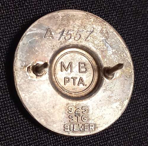 5 Year Safety SAT. / 5 Jaar Veiligheid SAV  A1557  Size: 27mm  Sterling Silver Badge    U12