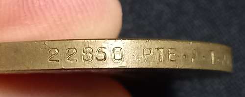 WW1 Vicrtory Medal 22850 PTE. A.T. PACEY. NORTH` N.R.            U20