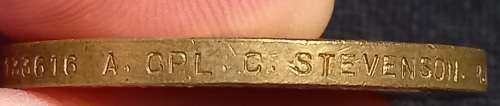 WW1 Victory Medal 133616  A. CPL. C. STEVENSON  R.A.             U23