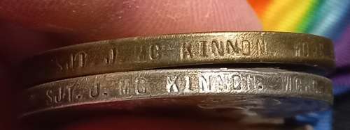 WW1 PAIR Victory and 1914-1918 War Medal --- NAMED TO 11320 SJT. J. McKinnon WORC.R           L15