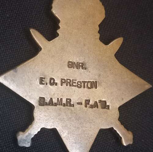WW1   GNR. E.C. PRESTON S.A.M.R. - F.A.B.                              L22