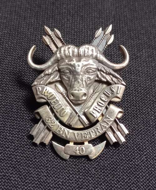 32 Battalion VETRAN 40   Sterling Silver ( Hallmarked 925 ) Badge In MINT Condition  ``RARE``
