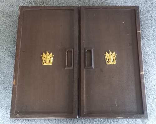 Rhodesian Army Regimental Badges Cased In Hard Wood Case Number 0716