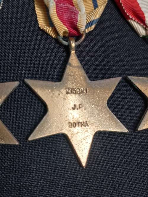 WW2 Medal Group  Awarded To J.P BOTHA  215921