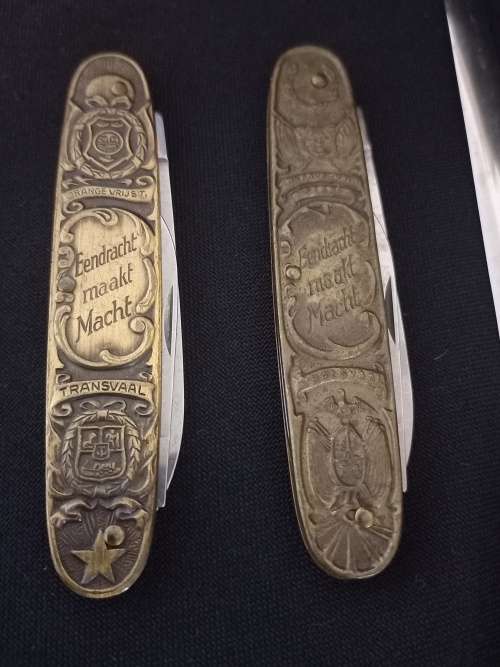 Eendracht Maakt Macht ZAR / OFS Pocket Knives and a Letter Opener In Wooden Case     ` STUNNING `