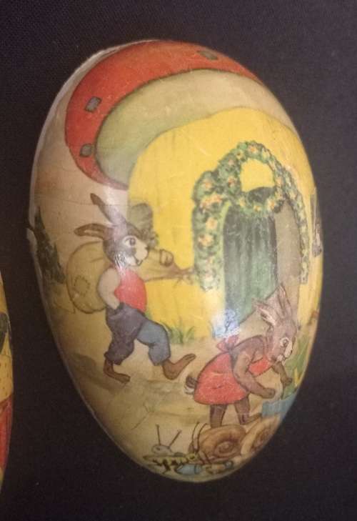 Vintage Paper Mache Easter Egg Candy Container   -------- Made In Germany --------