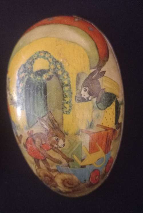 Vintage Paper Mache Easter Egg Candy Container   -------- Made In Germany --------