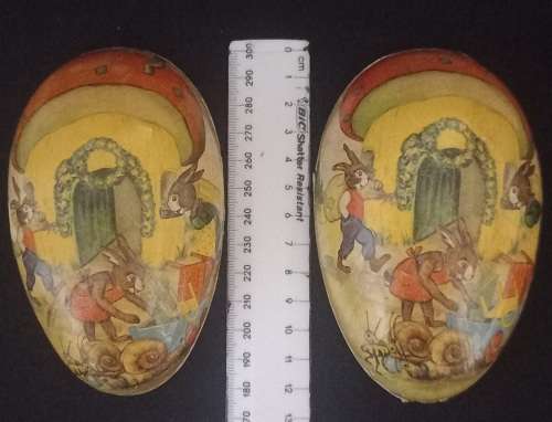 Vintage Paper Mache Easter Egg Candy Container   -------- Made In Germany --------